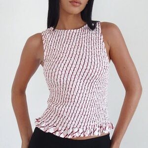 Motel Rocks White and Red Textured Tank Top